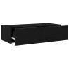 Black Wall Shelf with Drawers - 60x26.5x15 cm Engineered Wood