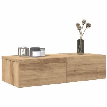 Wall Shelf with Drawers - Artisan Oak 60x26.5 cm - Hipo Market