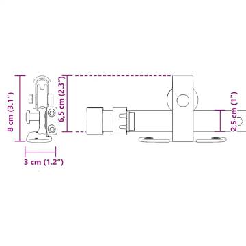 Sliding Cabinet Door Kit 213 cm | Durable Carbon Steel Kit