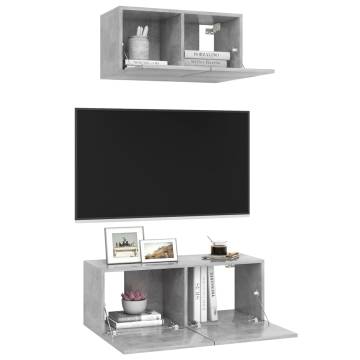 2 Piece Concrete Grey TV Cabinet Set - Stylish & Functional