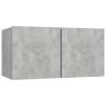 2 Piece Concrete Grey TV Cabinet Set - Stylish & Functional