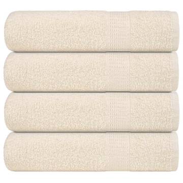 Shower Towels 4 pcs Cream - 100% Cotton, 70x140 cm