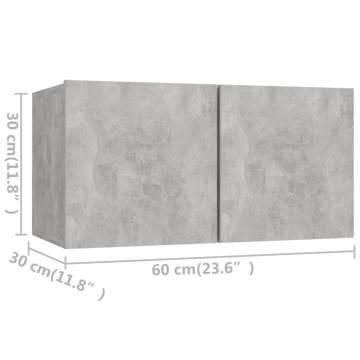 2 Piece Concrete Grey TV Cabinet Set - Stylish & Functional