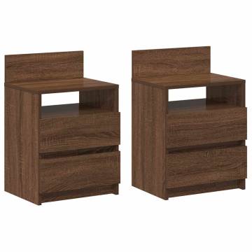 Bedside Cabinets 2 pcs with 2 Drawers - Brown Oak 40x33x60 cm