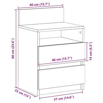 Bedside Cabinets 2 pcs with 2 Drawers - Brown Oak 40x33x60 cm