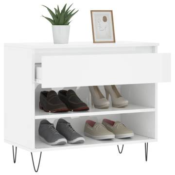 Elegant High Gloss White Shoe Cabinet - 70x36x60 cm