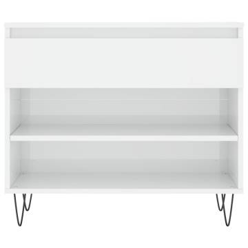 Elegant High Gloss White Shoe Cabinet - 70x36x60 cm