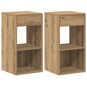 Elegant Bedside Cabinets with Drawer - Artisan Oak 2 pcs