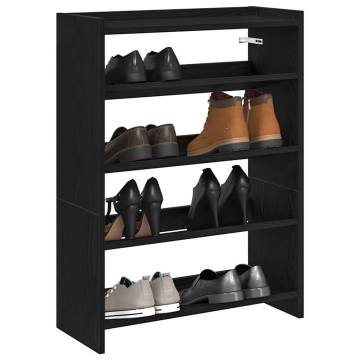 Shoe Rack Black 80x25x61.5 cm - Elegant Engineered Wood