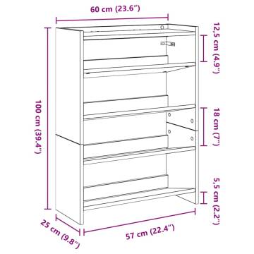 Shoe Rack Black 80x25x61.5 cm - Elegant Engineered Wood