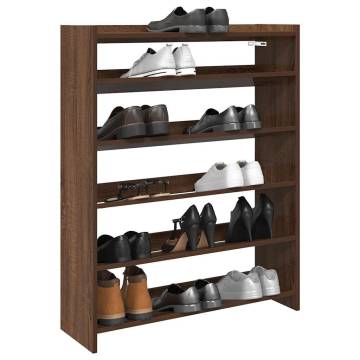 Shoe Rack Brown Oak - 80x25x100 cm Engineered Wood | Hipo Market