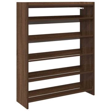 Shoe Rack Brown Oak - 80x25x100 cm Engineered Wood | Hipo Market