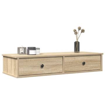 Wall Shelf with Drawers - Sonoma Oak | 100x37.5x19 cm