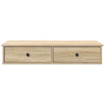 Wall Shelf with Drawers - Sonoma Oak | 100x37.5x19 cm