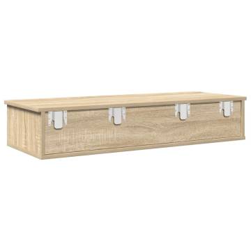 Wall Shelf with Drawers - Sonoma Oak | 100x37.5x19 cm