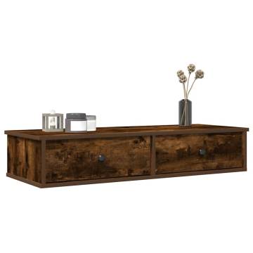 Wall Shelf with Drawers in Smoked Oak - Stylish & Practical