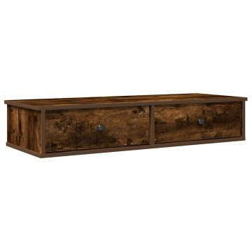 Wall Shelf with Drawers in Smoked Oak - Stylish & Practical