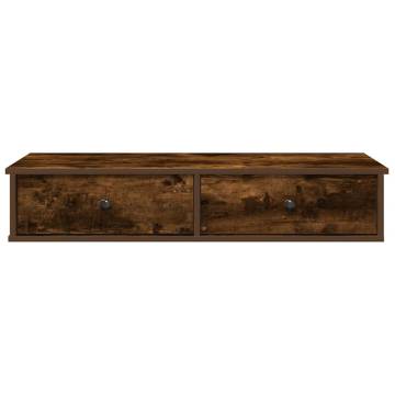 Wall Shelf with Drawers in Smoked Oak - Stylish & Practical