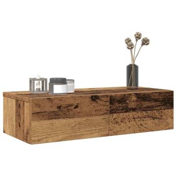 Wall Shelf with Drawers - Old Wood 60x26.5 cm | HipoMarket