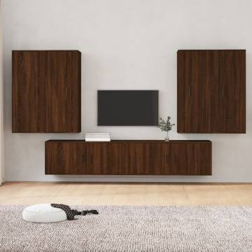 Elegant 6 Piece TV Cabinet Set in Brown Oak - Hipomarket UK