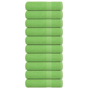 10 pcs Apple Green Bath Towels - 100% Cotton, 360 GSM