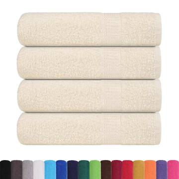 Hand Towels 4 pcs Cream 50x100 cm - 100% Cotton | HipoMarket