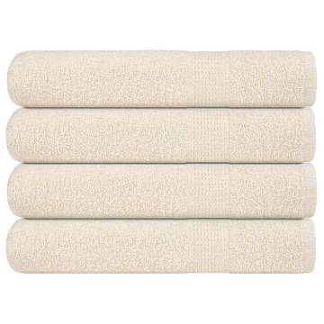 Soft Cream Towels Set - 100% Cotton, 4 pcs, 100x200 cm