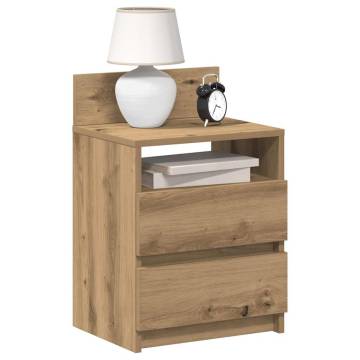 Stylish Bedside Cabinet with 2 Drawers - Artisan Oak