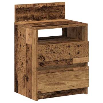 Stylish Bedside Cabinet with 2 Drawers - Old Wood 40x33x60 cm