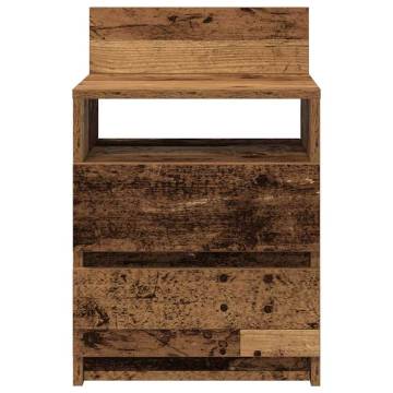 Stylish Bedside Cabinet with 2 Drawers - Old Wood 40x33x60 cm