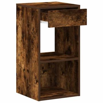 Stylish Smoked Oak Bedside Cabinet with Drawer - 35x34x66.5 cm