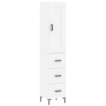 Stylish Highboard in White - 34.5x34x180 cm Engineered Wood