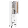 Stylish Highboard in White - 34.5x34x180 cm Engineered Wood