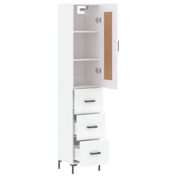 Stylish Highboard in White - 34.5x34x180 cm Engineered Wood