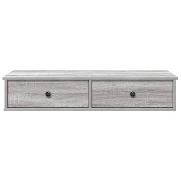 Wall Shelf with Drawers Grey Sonoma | Durable & Stylish Storage