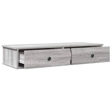 Wall Shelf with Drawers Grey Sonoma | Durable & Stylish Storage