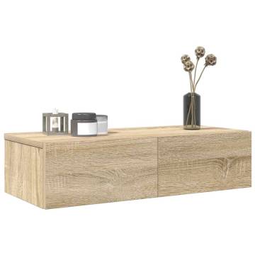 Stylish Wall Shelf with Drawers - Sonoma Oak 60x26.5 cm