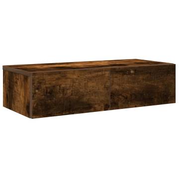 Wall Shelf with Drawers Smoked Oak - 60x26.5 cm | Hipo Market