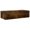 Wall Shelf with Drawers Smoked Oak - 60x26.5 cm | Hipo Market