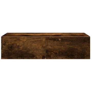 Wall Shelf with Drawers Smoked Oak - 60x26.5 cm | Hipo Market