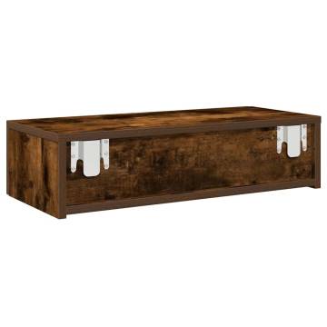 Wall Shelf with Drawers Smoked Oak - 60x26.5 cm | Hipo Market