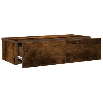 Wall Shelf with Drawers Smoked Oak - 60x26.5 cm | Hipo Market