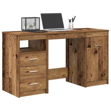 Elegant Desk with Cabinet - Old Wood Engineered Wood | HipoMarket