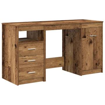 Elegant Desk with Cabinet - Old Wood Engineered Wood | HipoMarket