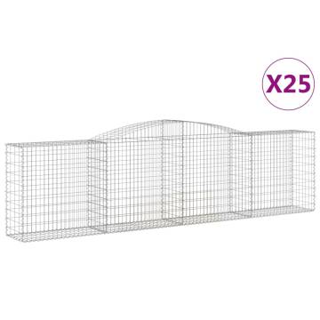 Arched Gabion Baskets - 25 pcs Galvanised Iron | HipoMarket