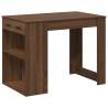 Brown Oak Desk with Drawer & Shelf - 102x62x77.5 cm