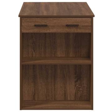 Brown Oak Desk with Drawer & Shelf - 102x62x77.5 cm