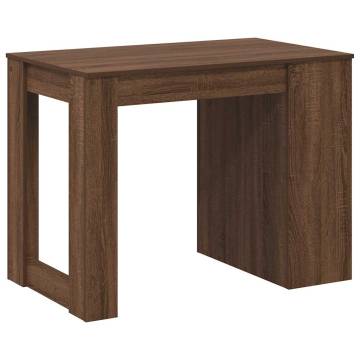 Brown Oak Desk with Drawer & Shelf - 102x62x77.5 cm