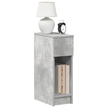 Stylish Concrete Grey Bedside Cabinet with Drawer - 20x36x60 cm