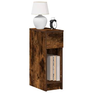 Stylish Smoked Oak Bedside Cabinet with Drawer - 20x36x60 cm